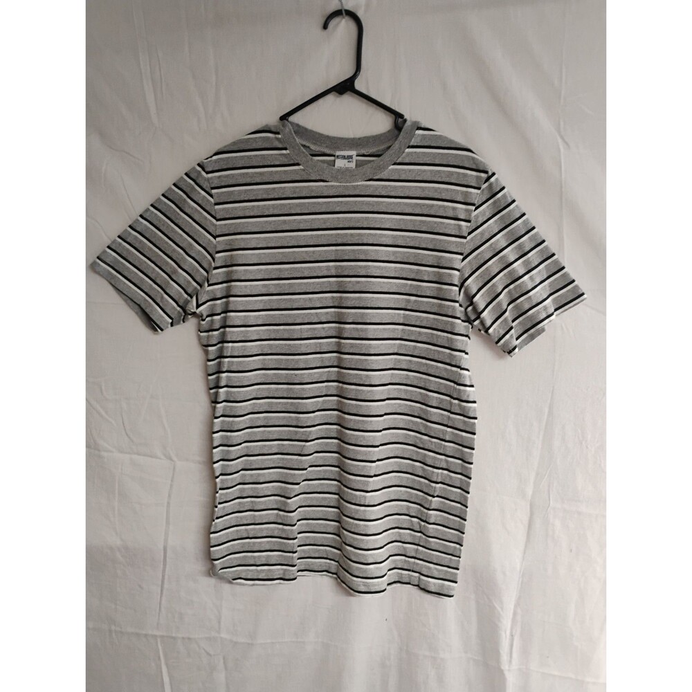 Mission Ridge Mens Size Large Black White Grey Striped Mens T Shirt